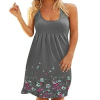 Ljetne haljine za žene za žene plaža cvjetna majica sandress rukava bez rukava, casual labava haljina