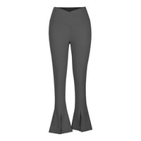 Tobchonp modne ženske hlače Čvrsto boje Y2K Streetwear Elastična struka proreza na pantalone Slim Fit