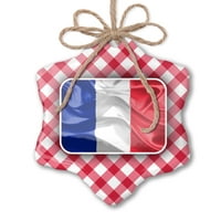 Božićni ukras Reunion 3D zastava Regija: Francuska Red Plaid Neonblond