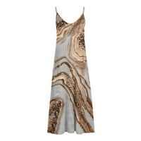 Aurouralne ljetne haljine za žensko casual džepne čipke bez rukava s V-izrezom haljina