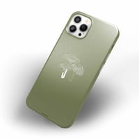 TABLINT TASE za iPhone Pro, svijetlo zeleni gljivni uzorak sa bočnim printom, tanki branik puni poklopac