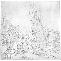Bitka kod Princetona, 1777. Npremikon za crtanje Johna Trumbula za svoju sliku bitke kod Princetona,