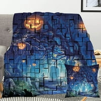 Halloween pokrivač s jastukom, pokrivač duha za spavaću sobu dnevni boravak spavaonica, taupe zelena, # 241,40x58 ''