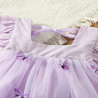 TODDLER Baby Girls Ljeto A-line Flyum ruffle rukave kvadratni vrat 3D Leptir Tutu Tulle haljina dječja