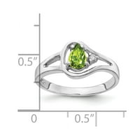 Čvrsta 14k bijelo zlato 6x kruška peridot zeleni avgust Gemstone Diamond angažman prsten veličine 8