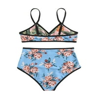 Jedno otvaranje Žene Split Tankini kupaći kostimi cvjetni ispis V-izrez bez rukava bez rukava BRA i