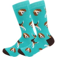 Ženski simpatični beagle pas svugdje uzorak čarape za posade - tirkizni