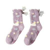 Dyfzdhu Žene Zimske zadebljane koralne čarape Nepuštajuće čarape za kat čarape