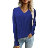Riforla ženska lagana dugi rukava Vrući džemper pletiva Jumper vrhovi ženski pulover džemper plavi s