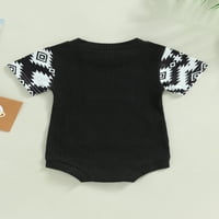 Qinghua novorođenče za bebe Dječak Dječak Zip Up Ramper Krav Print Dugi rukav BodySuit kompandion zapadnu odjeću Crna 6- mjeseci