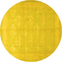Ahgly Company Machine Persible Entern okrugli Perzijski žuti Tradicionalni prostirci, 5 'Round