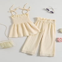 Wassery Kids Girls Outfits Bange bez rukava Camisole + elastične čipke Loarove hlače Set 3T 4T 5T 6T 7T 8T Dječja ljetna odjeća
