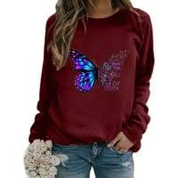 Puntoco Womens Dugi rukav plus veličina veličine, ženska labava leptir s dugim rukavima, majica za platnu majicu WINE XXL