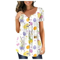 Bicoasu ženski ljetni vrhovi kratkih rukava za gamaše labavo fit gumb pulover bluze s majicama s širinskom