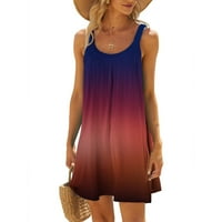 Ljetne haljine za žene kratka mini haljina trendi gradijent boja print sljeva špagete zastrašujuća plaža