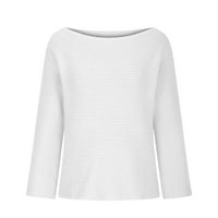 Ersazi Thirts majice za žene Ženska modna ramena Pletena duga rukave pune boje casual labav džemper