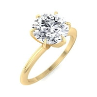 Capri - Moissite Okrugli rezani laboratorijski dijamant Si Prung Solitaire Angažman prsten