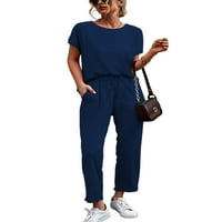 Prednjeg swalk-a Solic Loungewear Set Tunic + Throuser pidžama Postavite noćne odjeće s kratkim rukavima