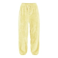 Zimske gamaše za žene tople tanke termalne hlače visoke struk hlače tople gamaše žuto xxxxl