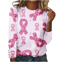 Košulja za dojku za dojku Poklon majica za žene s dugim rukavima okrugli vrat slatki ružičasti vrhovi