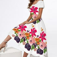 Miayilima Mini haljine za žene Ljeto casual cvjetni printurni otisnuta kratkih rukava od karoserije