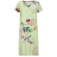 Ljetne haljine za žene Modni vintage cvjetni midi haljina casual cofy kratki rukav V izrez Slim Fit