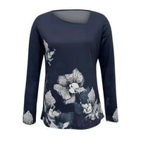 Žene Ležerne prilike s dugim rukavima V izrez cvjetni ispisani nepravilni ovratnik majica pulover bluza