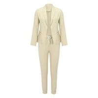 Stamzod Business Casual Outfits za žene Dugih rukava Solid pantalone Ležerni elegantni poslovni odijelo