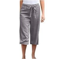 Ženske kratke hlače Plus veličine Ženska ležerna čvrsta boja obrezane pantalone za zavojnice Elastični