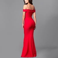 Ljetne haljine za žene Himeway Ženska V-izrez jedno-ramena sirena seksi bez banketske haljine crvena