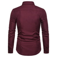 Elaililye Modne božićne majice za muškarce Henley Solid Print casual top casual dugih rukava bluza s