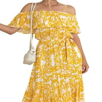 Žene duge haljine, van ramena izvan ramena cvjetna print casual party proljetna ljetna haljina