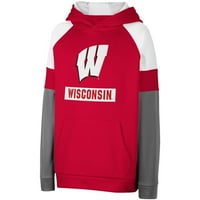 Omladinski koloseum Red Wisconsin Badgers Colorblock Raglan pulover Hoodeie