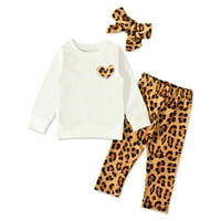 Ausyst Toddler Djevojčica Odjeća novorođenčad dječje djevojke Topla Leopard Print majica + hlače + Oprema