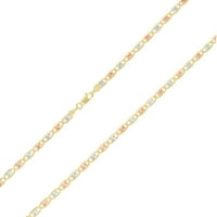 Nuragold 10k Tri Color Yellow White Rose Gold Valentino Mariner Sidrna veza Privjesak privjesak ogrlica,