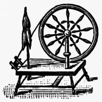 Tekstil: predenje kotača. Nwood graving. Poster Print by