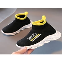 Colisha unisex-dječji tenisice pletene gornje tekuće cipele prozračne atletske cipele s cipelama modna čarapa tenisica Sportska crna 8c