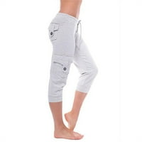 Dame Ljetni modni udobni labavi elastični džep za struku Yoga obrezirane hlače Yoga hlače za plutajuće dukseve žene sa džepovima