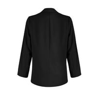 Wyongtao Womens Ležerne prilivne bluže isključite Otvor otvorenog prednjeg dugih rukava Radne kancelarijske jakne Blazer, crni XXL