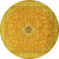 Ahgly Company u zatvorenom okruglom medaljoni žuti tradicionalni prostirke područja, 4 'runda