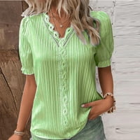Ljetna ženska majica kratkih rukava Tunički čipke vrhove dame bluza tie plus zeleno s