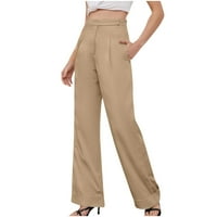 Ženske široke noge visokog struka ravnoj nogu odijelo hlače Čvrsta boja Stretch Comfy opuštene fit hlače