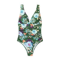 Kupaći kostimi za žene, kupaći kostimi ženski ispisani gradijent kupaći kostim bikini V-izrez Halter bikini kupaći kostim zeleni l