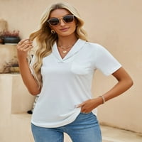 Ženski ovratnik Ležerne prilike kratkih rukava V izrez Polo T majice Labavi teniki vrhovi bluze sa džepom