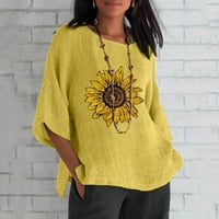 Bluza za žene ljeto pamučna posteljica Top moda plus veličine majica okrugli ovratnik sredina dugih