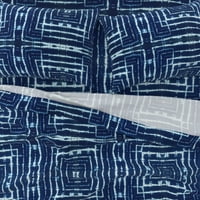 pamučni listovi, kralj set - indigo plavi hipi Tie Dye Shibori Sažetak kvadrata Japanci Print Priključak posteljina od kašičice