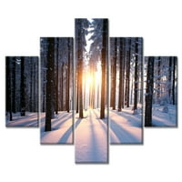 Uokvirena platna zidna umjetnička set, 60 x40 zimski snježni šumski platno umjetnički dekor