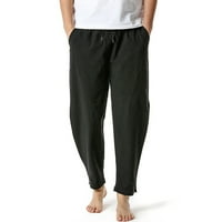 Muške casual pantalone Pamučne posteljine labave pantalone nacrtavanje elastičnih struka joga hlače