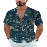 Muška bluza s kratkim rukavima ljetne košulje rever vrat muški ležerna majica plaža Tee Green S