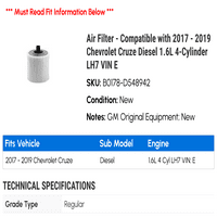 Zračni filter - kompatibilan sa - Chevy Cruze dizel 1.6l 4-cilindrični LH vin e